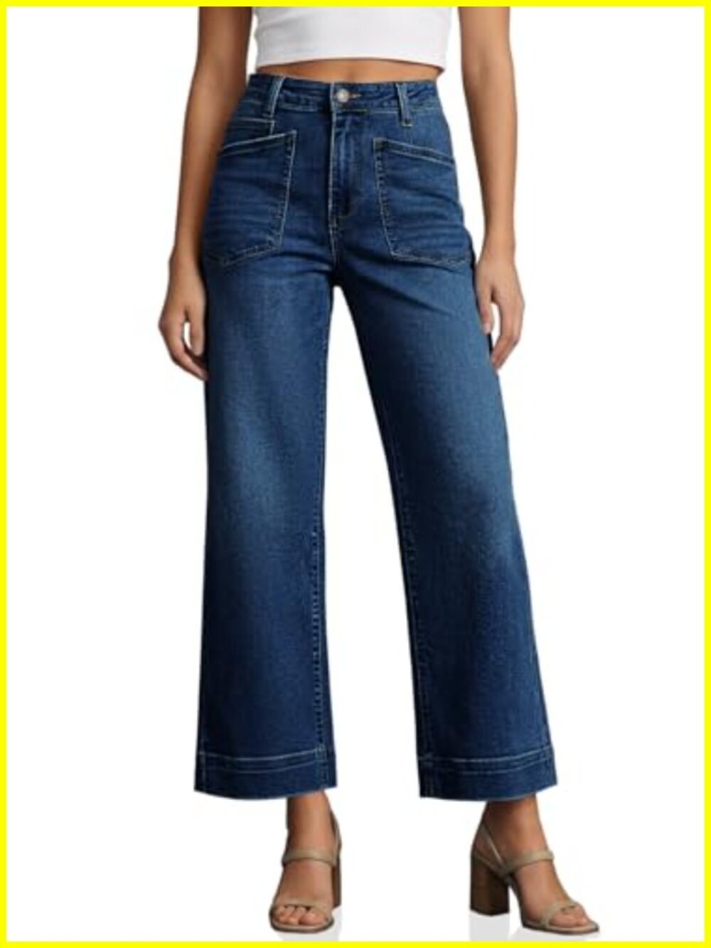 High Waisted Cropped Wide Leg Jeans